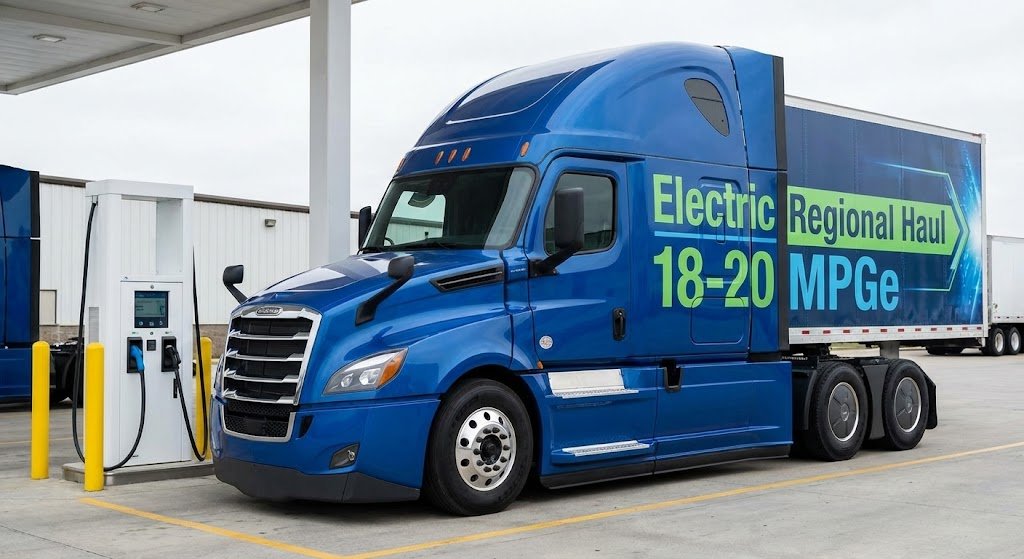 Freightliner eCascadia-Electric Truck N Trailer Roadside