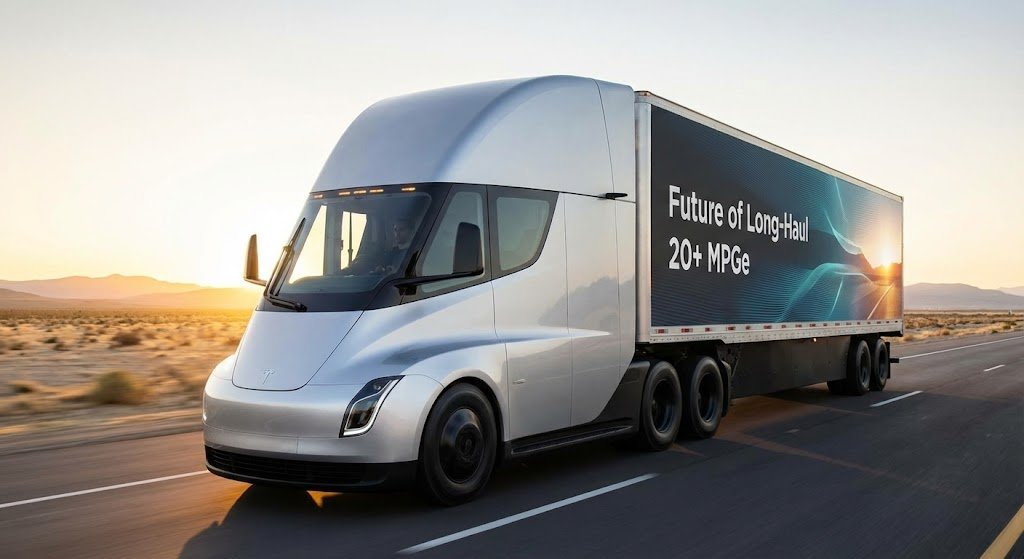 Tesla Semi Electric Truck N Trailer Roadside